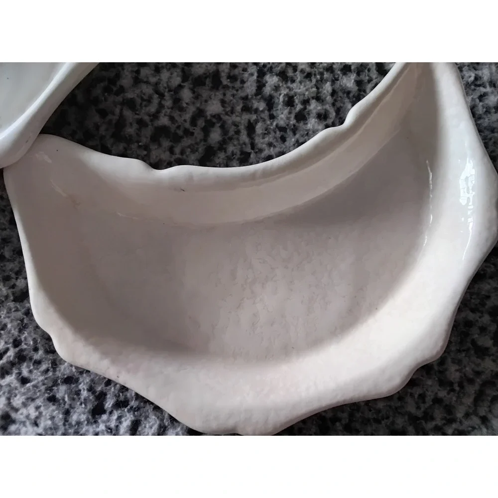 Vestal‎ Alcobaca Portugal White Ceramic Crescent Side Plates Set of 5 Vintage